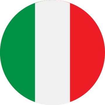 Drapeau rond de l'Italie avec trois bandes verticales égales de couleur verte, blanche et rouge de gauche à droite.